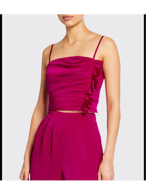 Ramy Brook Estelle Sleeveless Satin Crop Top Fuchsia Crop Top Size 6